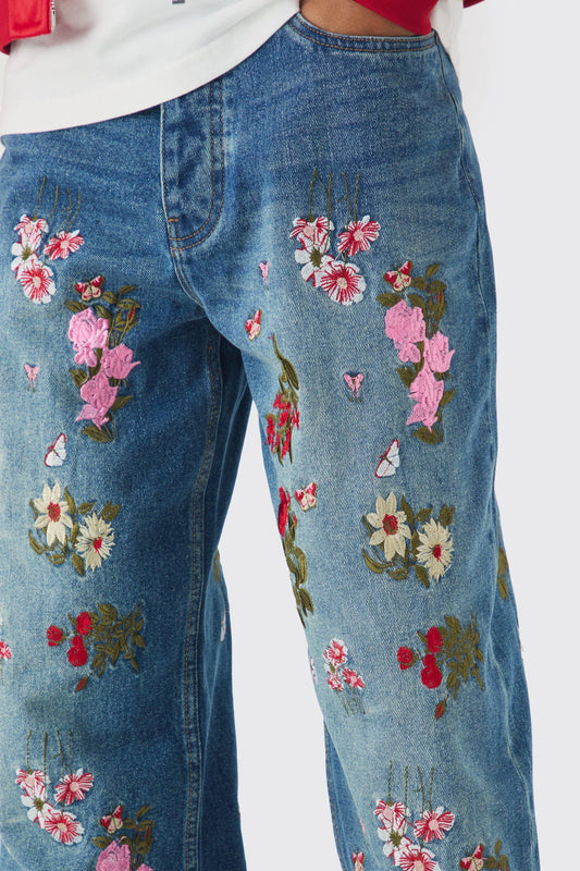 Floral Embroidered denims