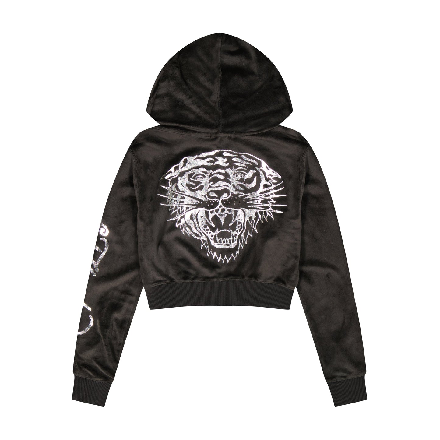 Black tiger velour top