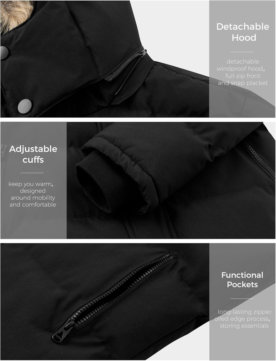 Men'S Hooded Winter Coat Waterproof Puffer Jacket Warmth Winter Jacket