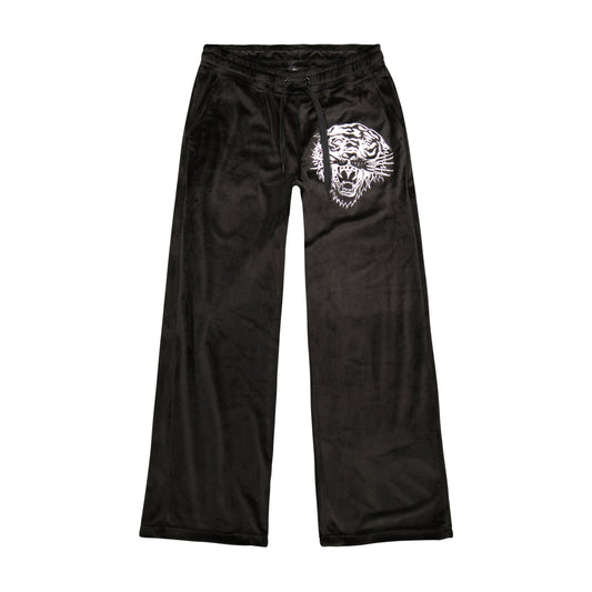 Black tiger velour bottoms