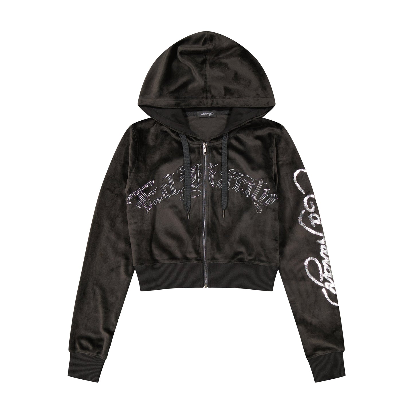 Black tiger velour top