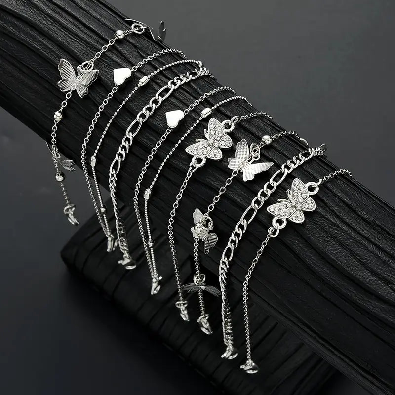 Bohemian rhinestone anklet set