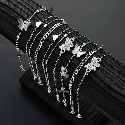 Bohemian rhinestone anklet set
