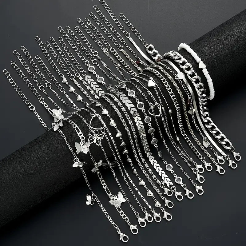 Bohemian rhinestone anklet set