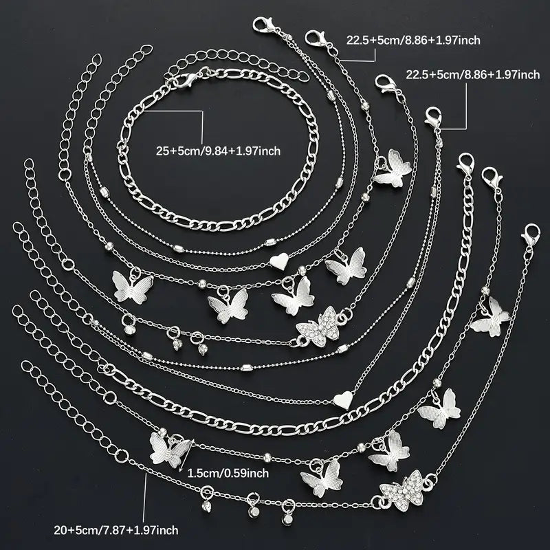 Bohemian rhinestone anklet set