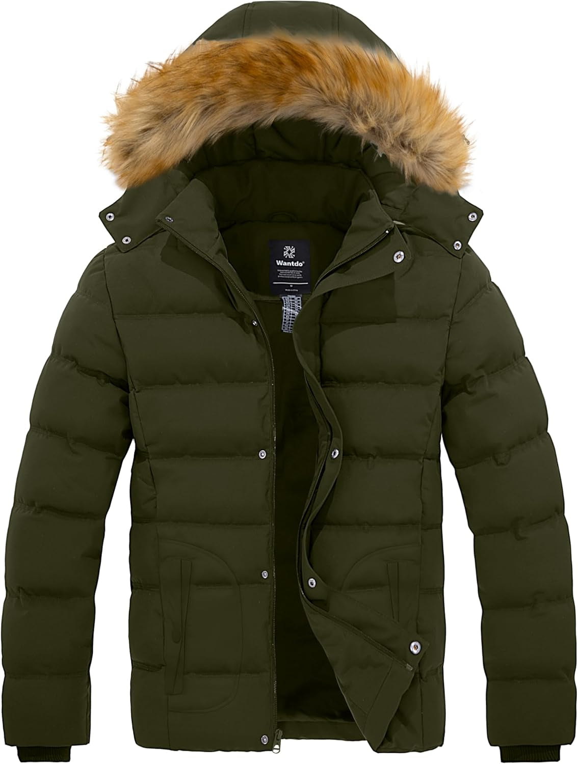 Men'S Winter Puffer Jacket Thicken Winter Coat Warm Padded Jacket with Hood